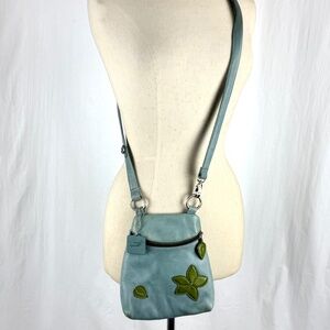 Osgoode Marley Crossbody Leather Bag W/Leaf Light Blue Feel The Difference